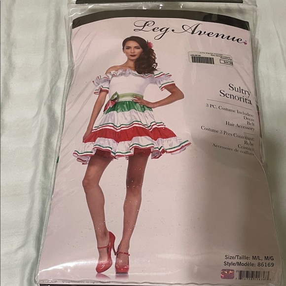 Leg Avenue Fiesta Costume with Red and Green Accents - Picture 2 of 2